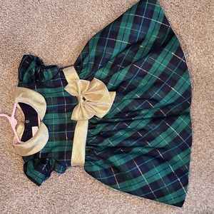 Bonnie Baby plaid and gold dress